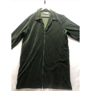 Vintage Diamond Tea Robe 3XL Velvet Plush Emerald Green Plus Size Full Figure